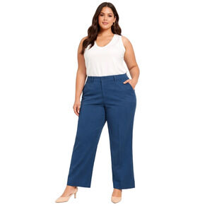 White House Black Market the Slim Blue Velvet Trousers Size 18L NWT